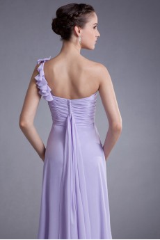 Chiffon One Shoulder Column Bow Dress