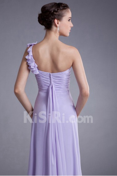 Chiffon One Shoulder Column Bow Dress