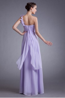 Chiffon One Shoulder Column Bow Dress