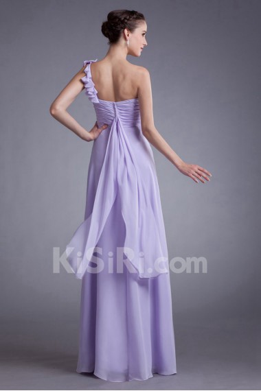 Chiffon One Shoulder Column Bow Dress