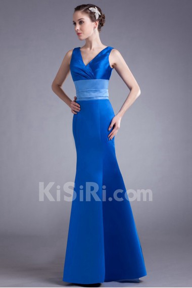 Satin V-Neck Sheath Dress