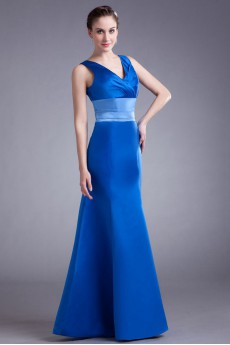 Satin V-Neck Sheath Dress