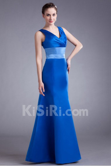 Satin V-Neck Sheath Dress