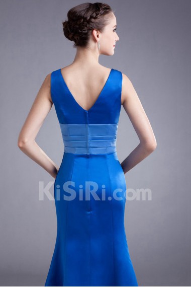 Satin V-Neck Sheath Dress