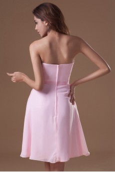 Chiffon Strapless Knee Length Dress