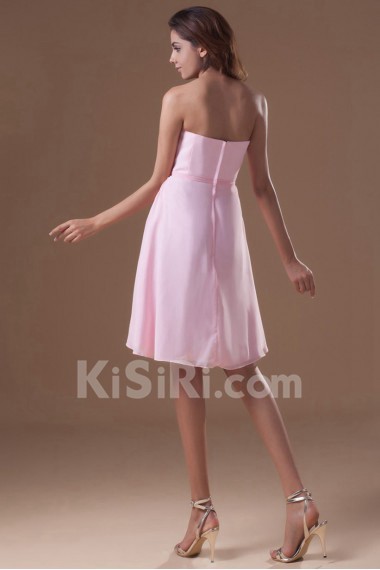 Chiffon Strapless Knee Length Dress