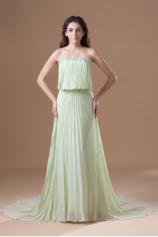 Chiffon Strapless Column Dress with Embroidery