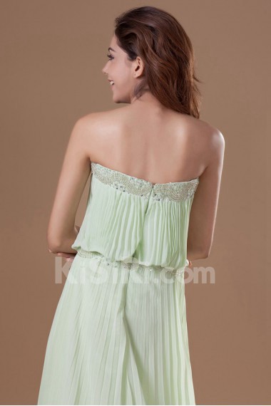 Chiffon Strapless Column Dress with Embroidery