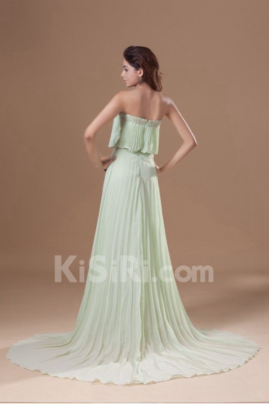 Chiffon Strapless Column Dress with Embroidery