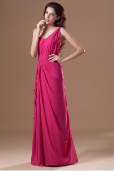 Chiffon One Shoulder Column Dress