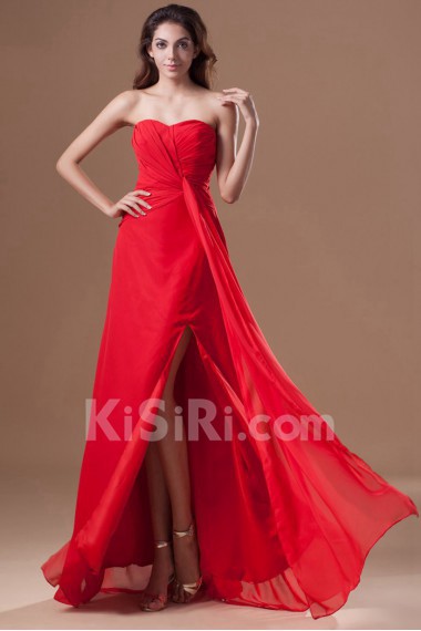 Chiffon Sweetheart Ankle-Length Column Dress