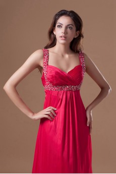 Chiffon Straps Column Dress with Embroidery