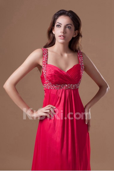 Chiffon Straps Column Dress with Embroidery