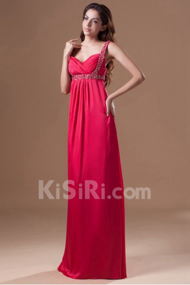 Chiffon Straps Column Dress with Embroidery