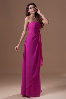 Chiffon Strapless Column Dress with Embroidery