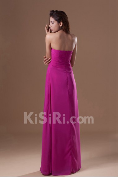 Chiffon Strapless Column Dress with Embroidery