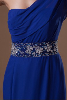 Chiffon Asymmetrical Sheath Dress with Embroidery