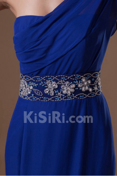 Chiffon Asymmetrical Sheath Dress with Embroidery