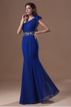 Chiffon Asymmetrical Sheath Dress with Embroidery