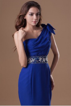 Chiffon Asymmetrical Sheath Dress with Embroidery