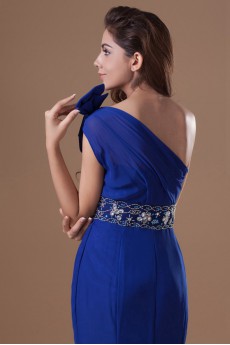 Chiffon Asymmetrical Sheath Dress with Embroidery