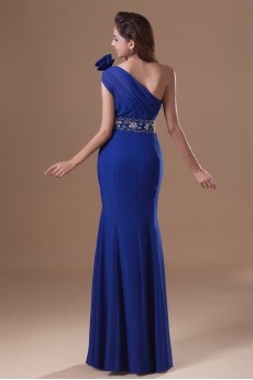 Chiffon Asymmetrical Sheath Dress with Embroidery