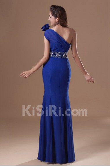 Chiffon Asymmetrical Sheath Dress with Embroidery