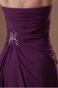 Chiffon Strapless Column Dress with Embroidery