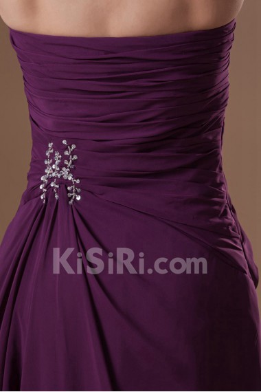 Chiffon Strapless Column Dress with Embroidery