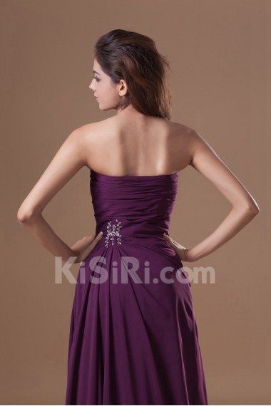 Chiffon Strapless Column Dress with Embroidery