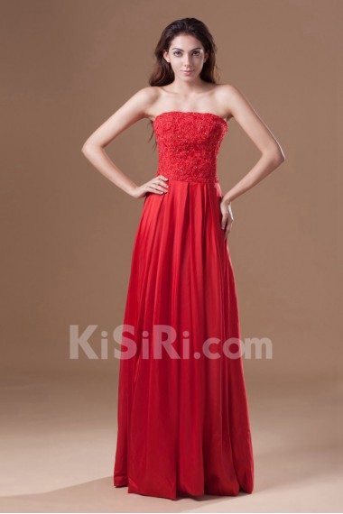 Taffeta Strapless Column Dress with Embroidery