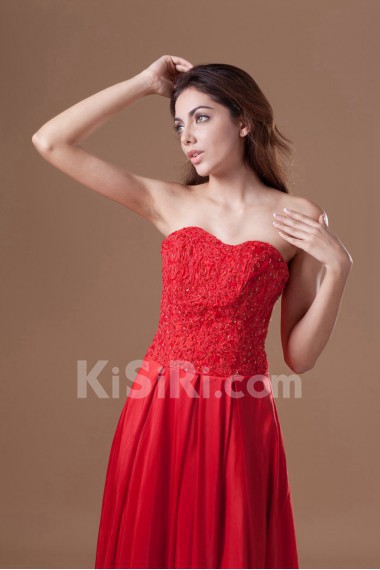 Taffeta Strapless Column Dress with Embroidery