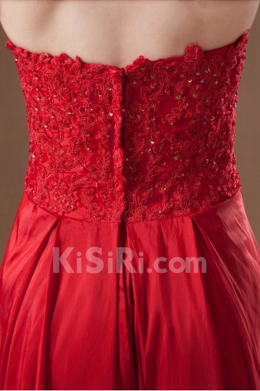 Taffeta Strapless Column Dress with Embroidery