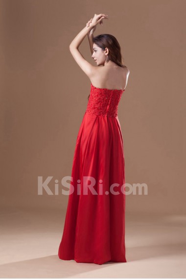 Taffeta Strapless Column Dress with Embroidery