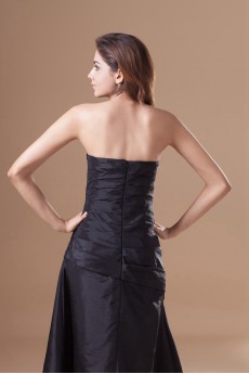 Taffeta Scallop A Line Dress with Directionally Ruched Bodice