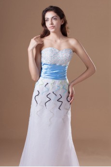 Organza Sweetheart A Line Dress with Embroidery