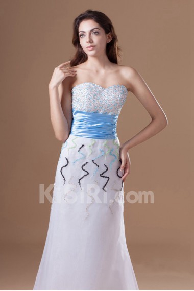 Organza Sweetheart A Line Dress with Embroidery