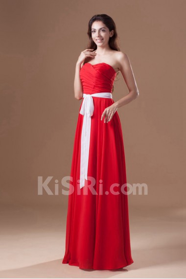 Chiffon Sweetheart Column Dress with Sash