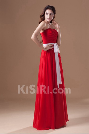 Chiffon Sweetheart Column Dress with Sash