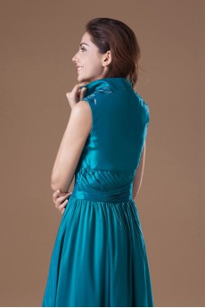 Taffeta V-Neck Dress with Embroidery