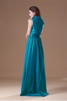 Taffeta V-Neck Dress with Embroidery