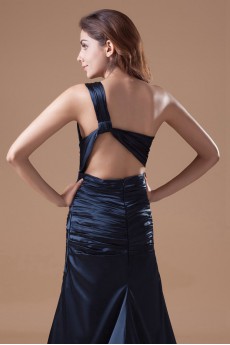 Satin Asymmetrical Sheath Dress with Embroidery