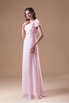 Chiffon One Shoulder Column Dress with Embroidery