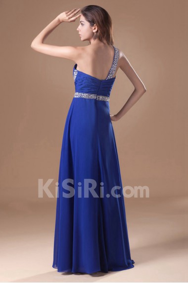 Chiffon Asymmetrical Column Dress with Embroidery