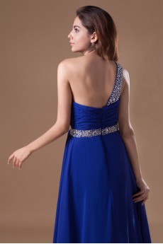 Chiffon Asymmetrical Column Dress with Embroidery