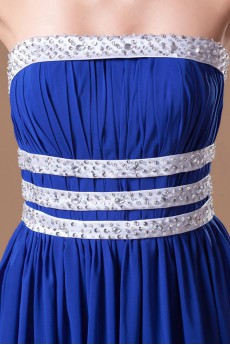 Chiffon Strapless Column Dress with Embroidery