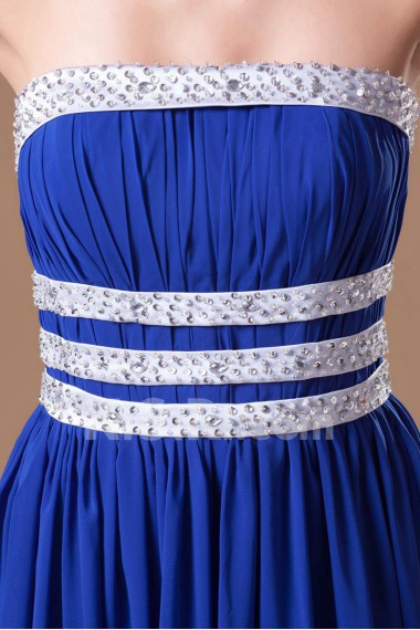 Chiffon Strapless Column Dress with Embroidery