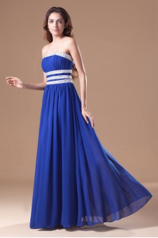 Chiffon Strapless Column Dress with Embroidery