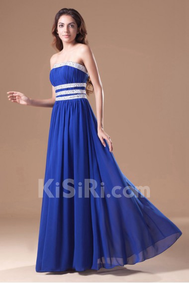 Chiffon Strapless Column Dress with Embroidery