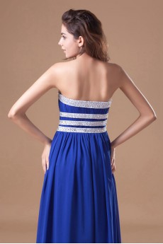 Chiffon Strapless Column Dress with Embroidery